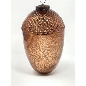 Kugel Style Mercury Glass Large Acorn Ornament 9" x 5.5" Bronze Brown Copper